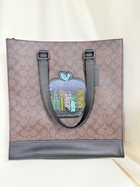 coach Graham Structured Tote In Signature Canvas With Souvenir Patches c6634